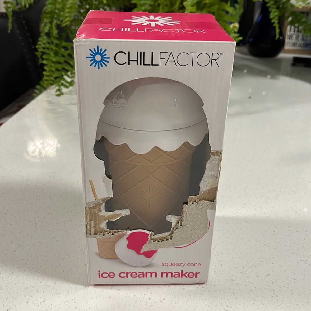 Chill Factor Ice cream maker which makes your favorite ice cream in minutes! New